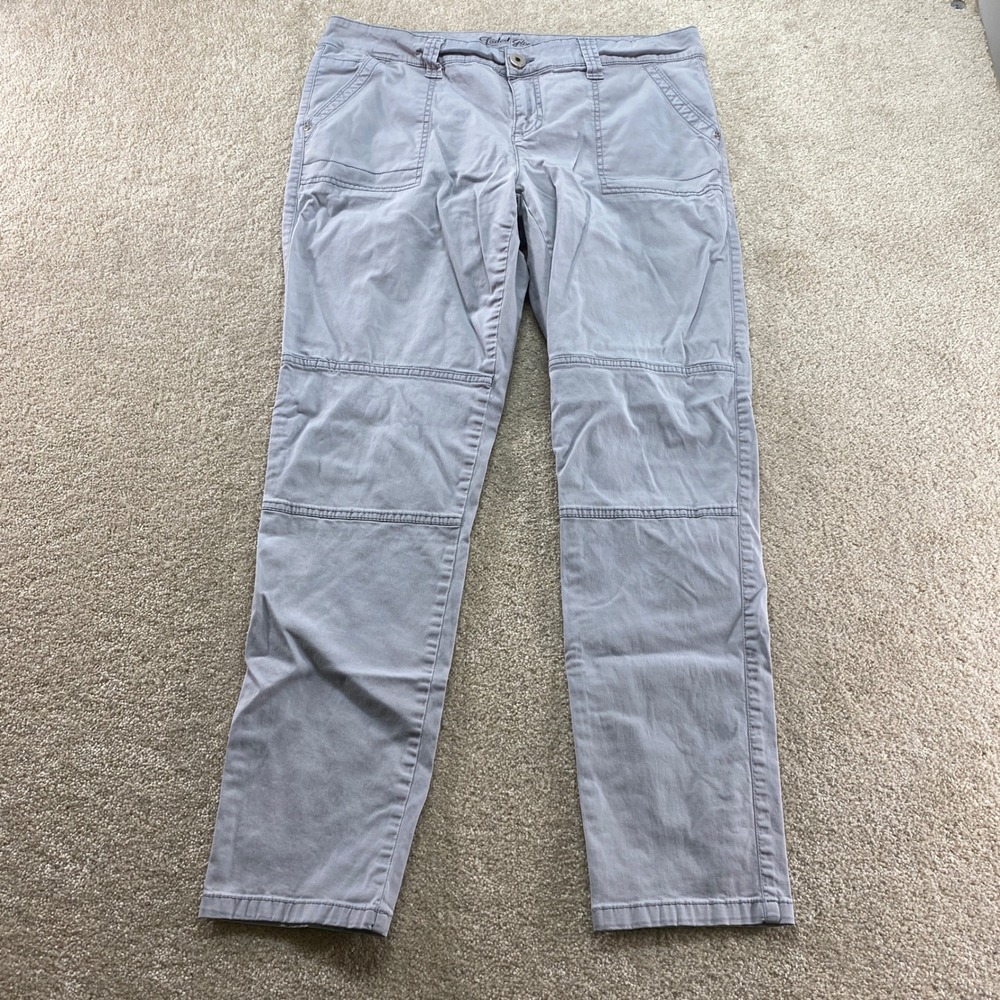 Faded Glory Utility Pants Womens 14 Gray Straight Leg Cotton Stretch Cargo Style